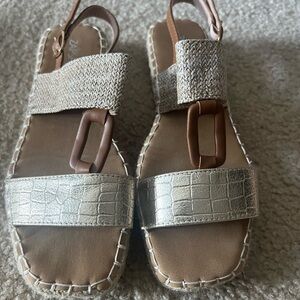 Stylish Silver and Tan Women's Sandals